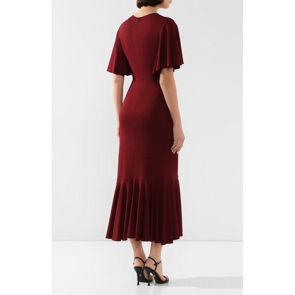 Michael Kors Collection burgundy gathered asymmetrical tiered maxi dress, 4 - Picture 3 of 10